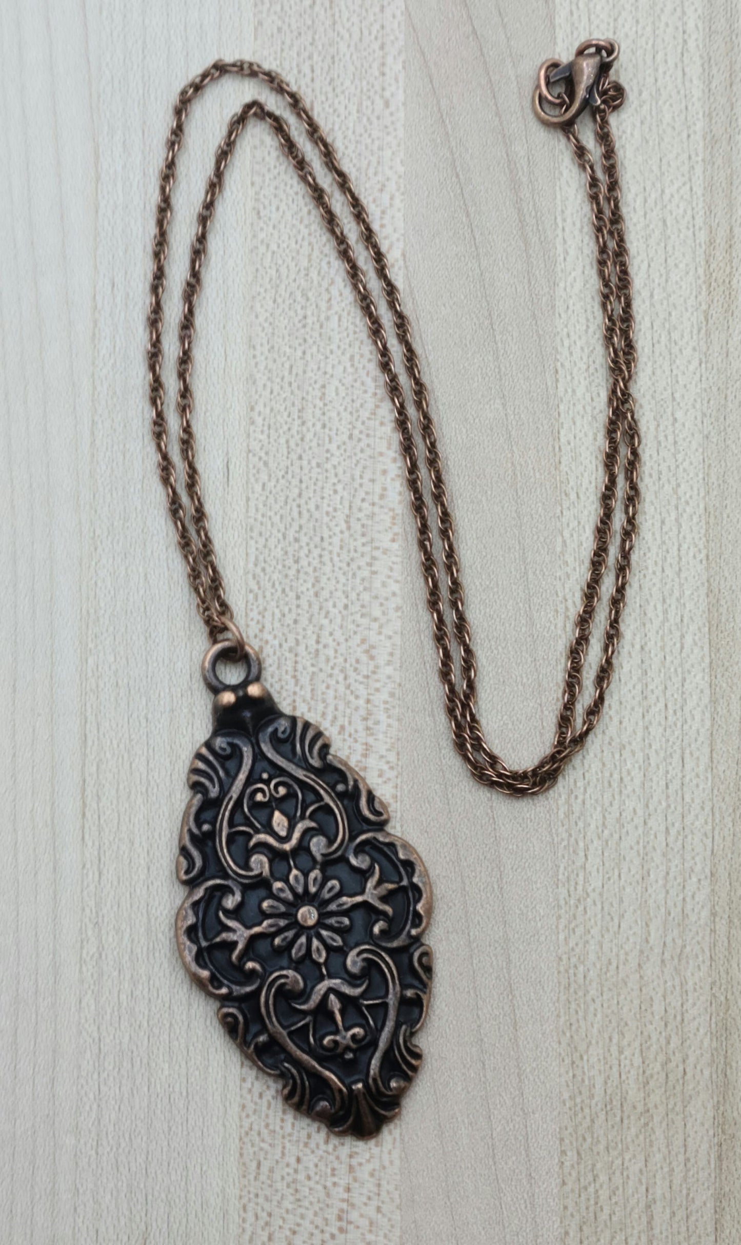 large decorative copper pendant necklace