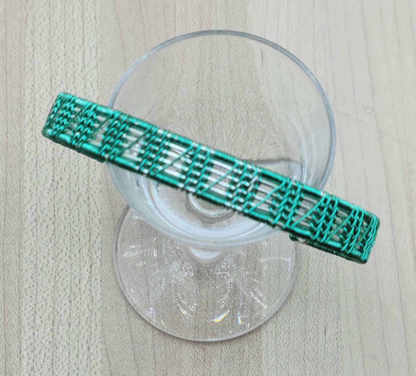 Woven Wire Seafoam & Silver Bracelet