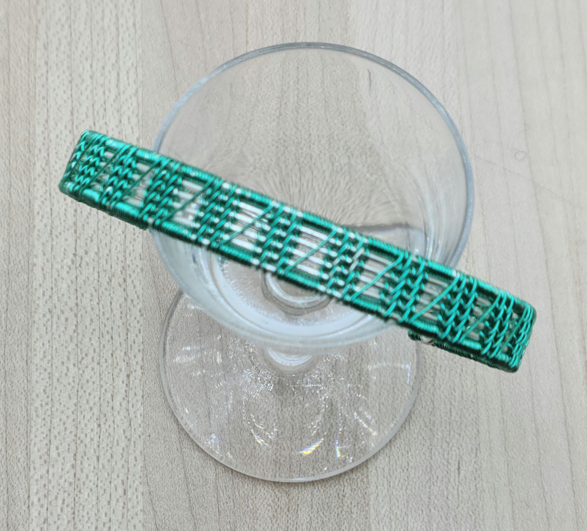 Woven Wire Seafoam & Silver Bracelet