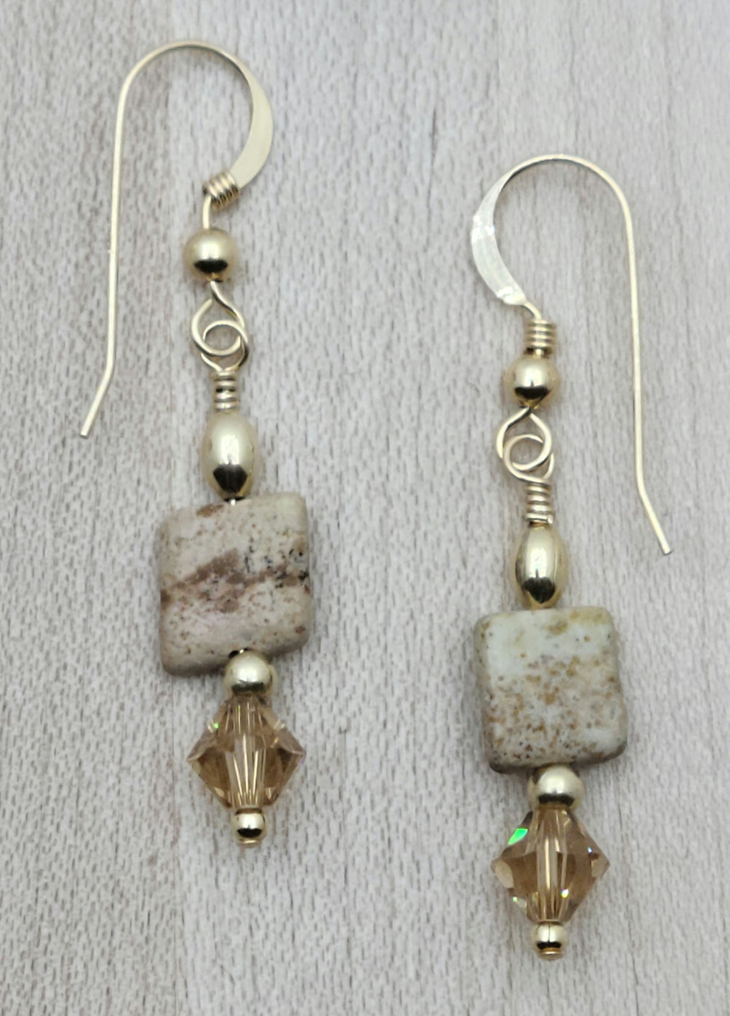 Picture Jasper & gold fill fish hook Earrings