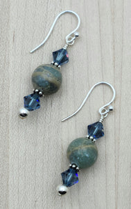 Impression Jasper & Crystal fish hook earrings