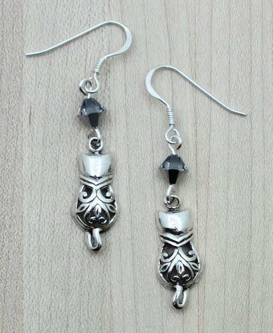 Sterling Silver Kitty's Back Earrings