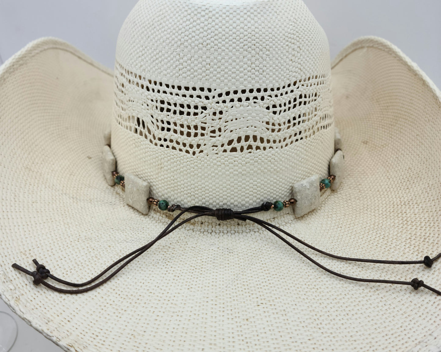 River stone, turquoise, & copper hatband