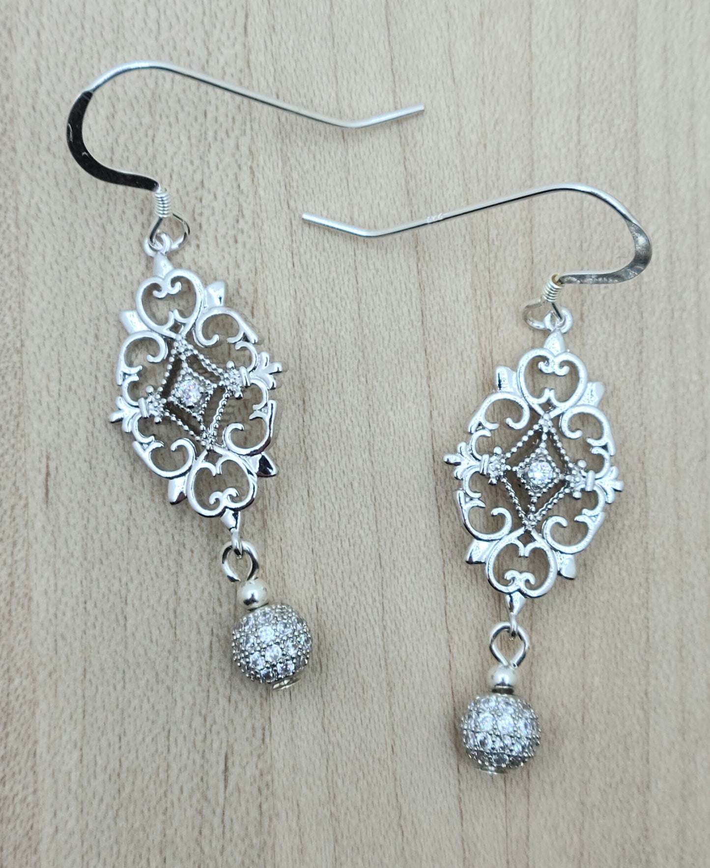 Filigree Diamond & CZ Earrings