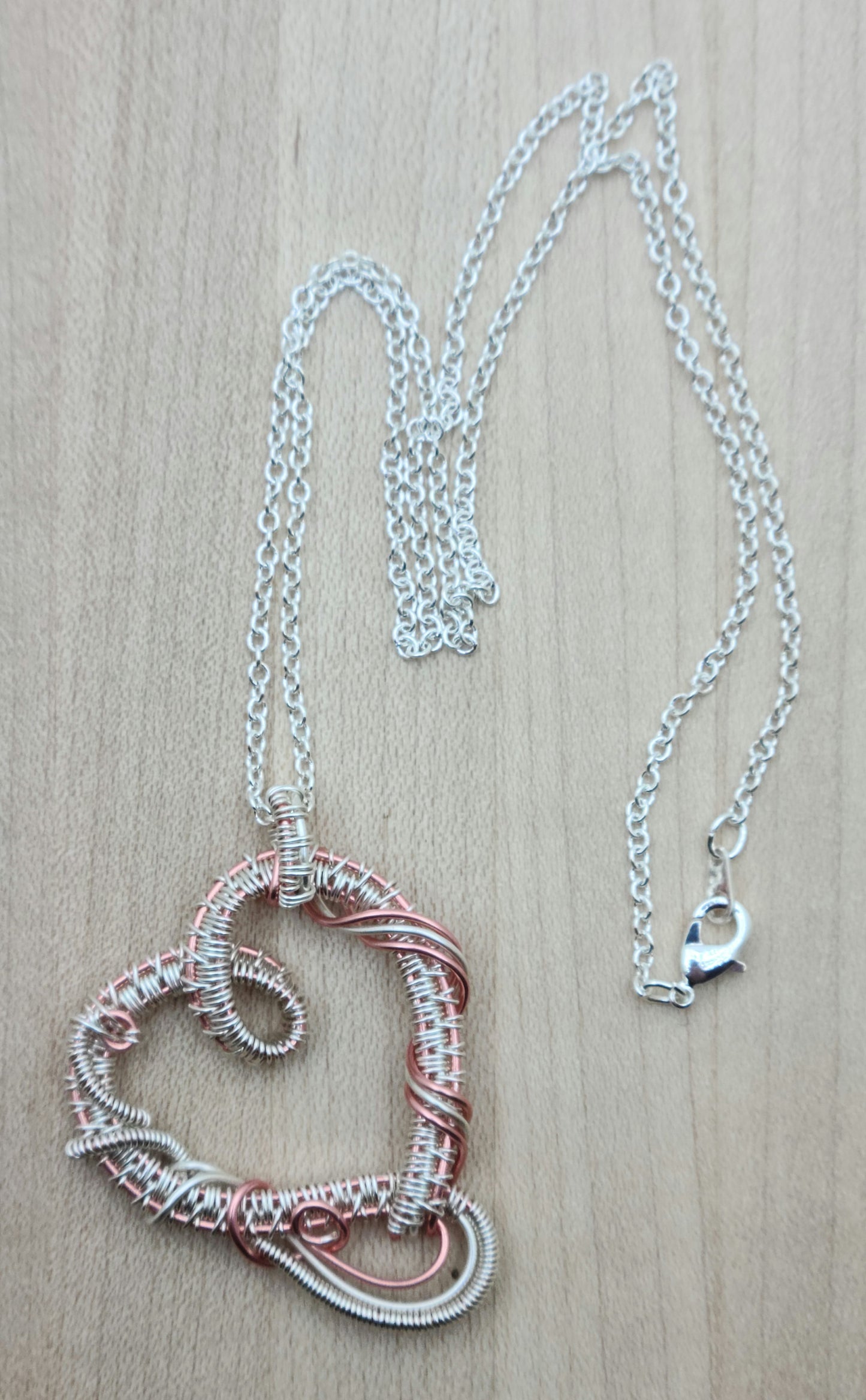 Woven Wire Peach & Silver Heart