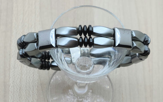 Satin & Black Double Row Magnetic Bracelet