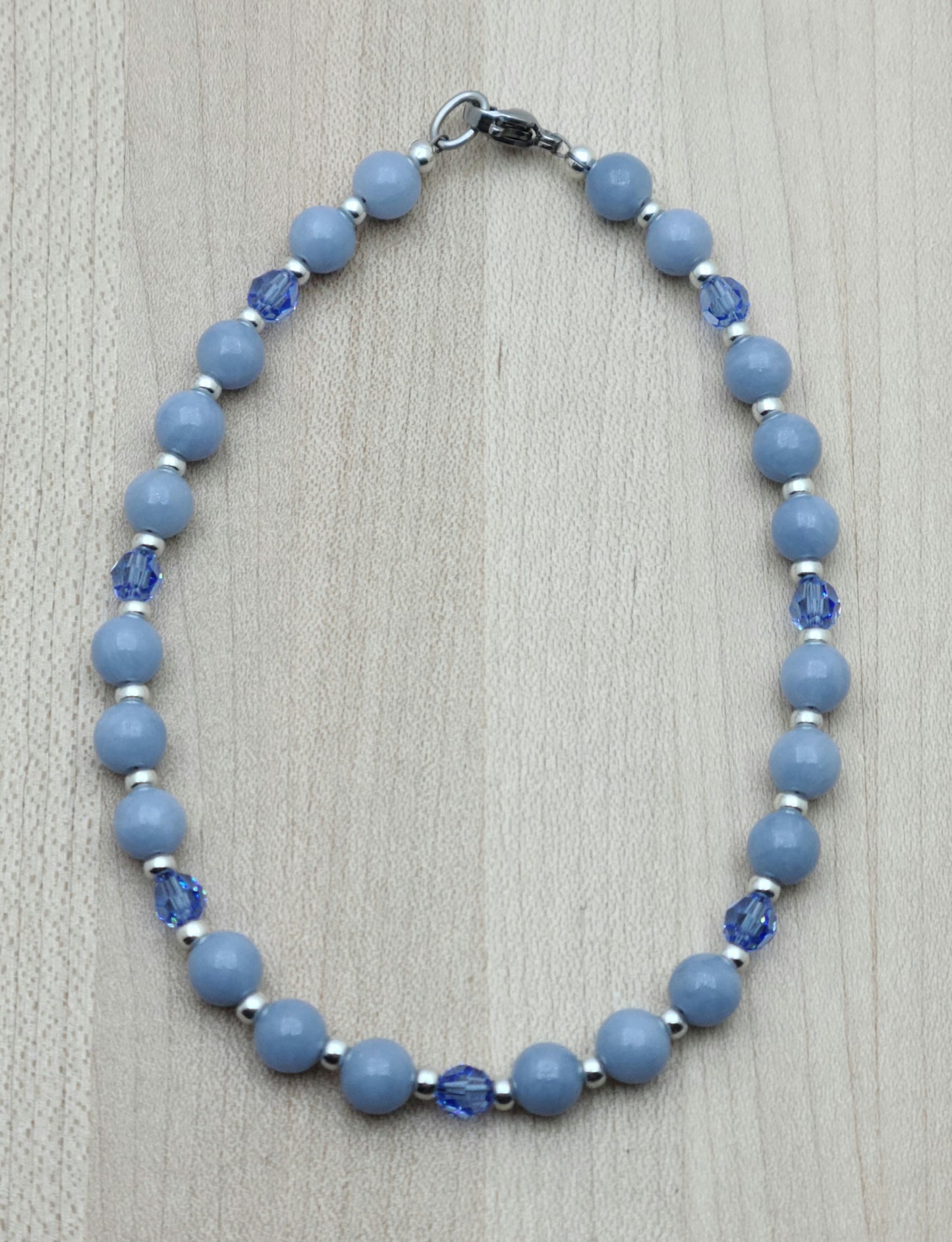 Blue Angelite & crystal Anklet