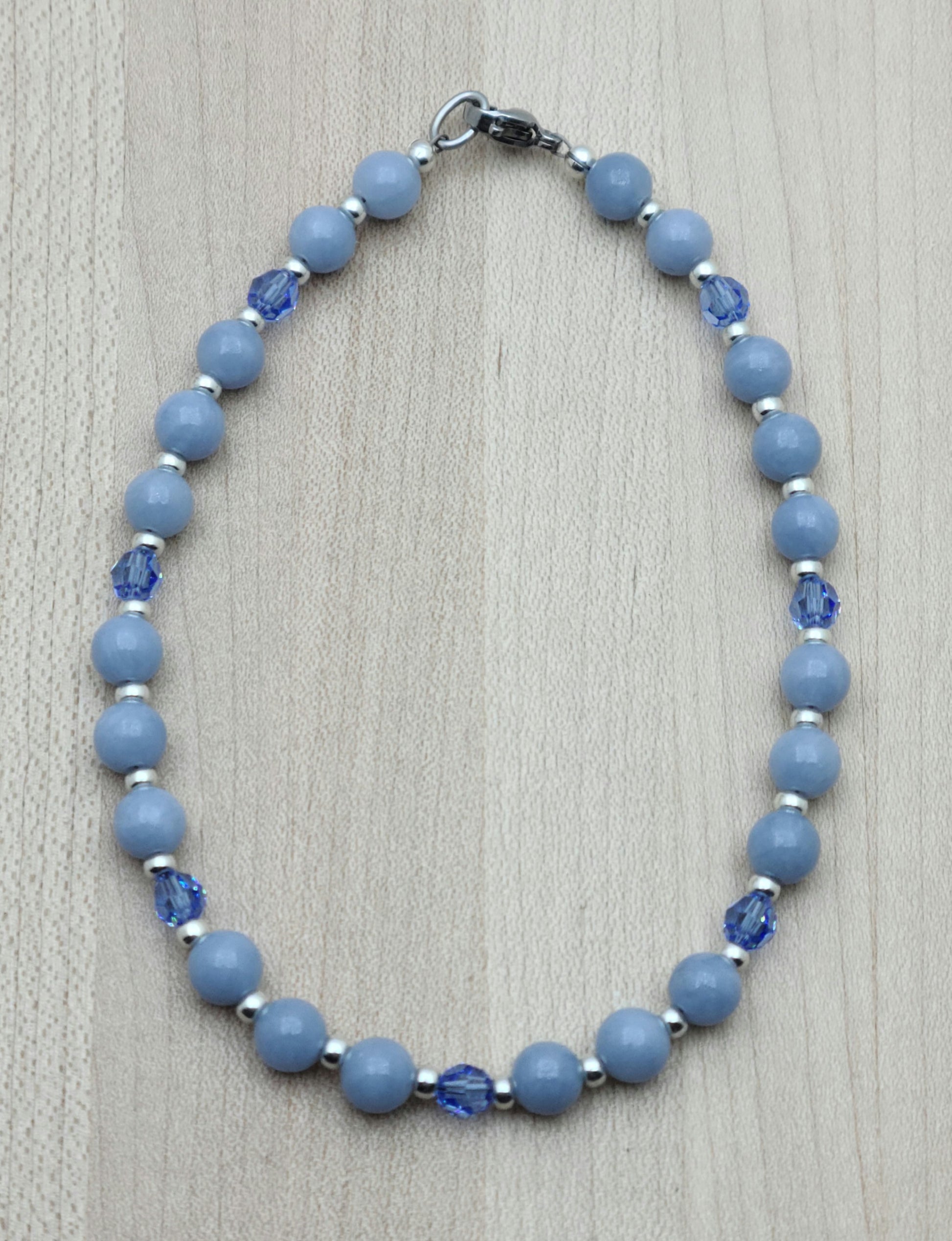 Blue Angelite & crystal Anklet