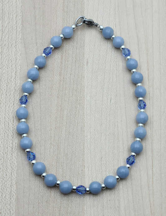 Blue Angelite & crystal Anklet