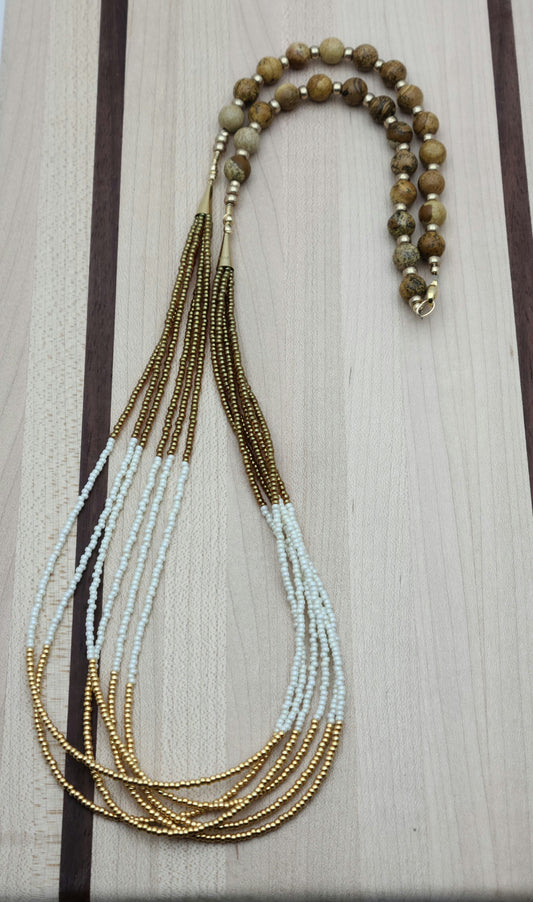 Golden Multi-Strand Premium Seed Bead Necklace