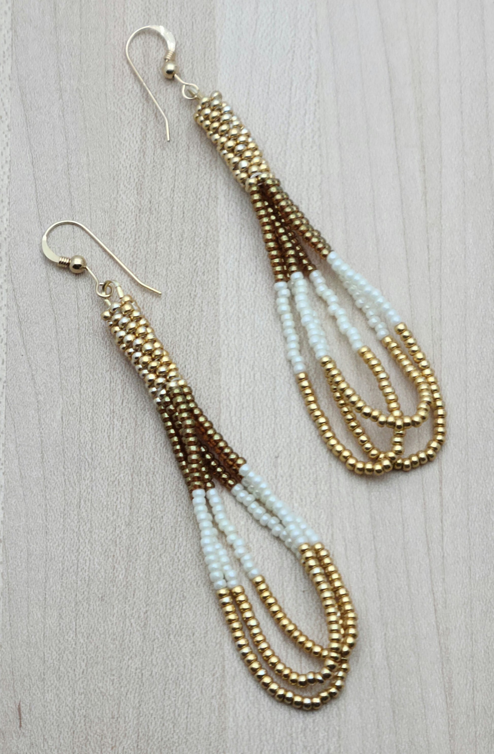 Golden Multi-Strand Premium Seed Bead Earrings