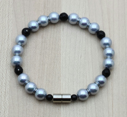 Silver & Onyx Magnetic Bracelet