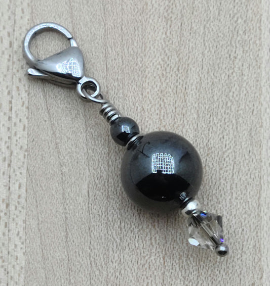Zipper Pull - Hematite & Crystal