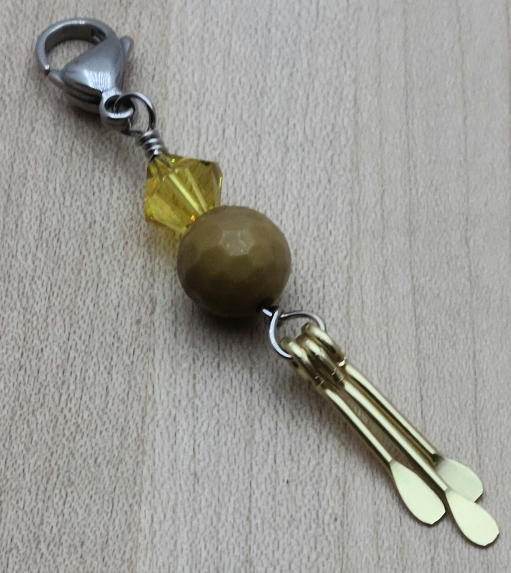 Zipper Pull - Gold Paddles & Wood Opalite