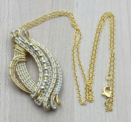 Woven Wire Silver & Gold Flourish Pendant