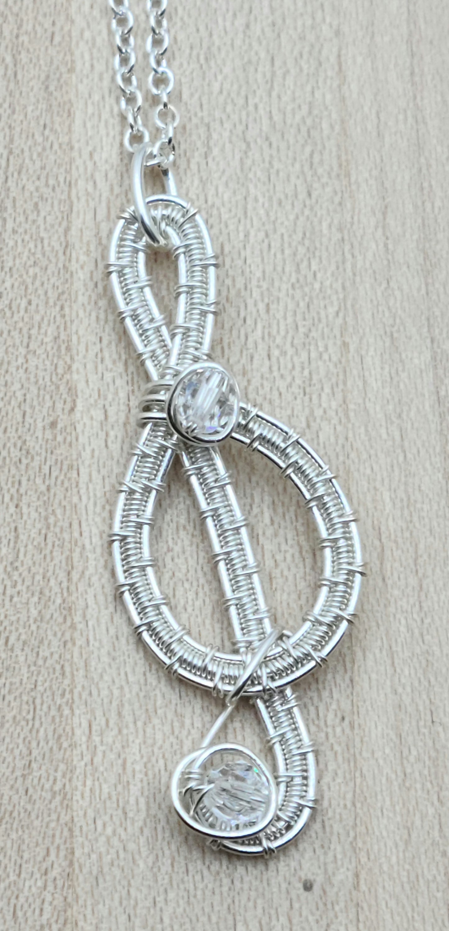 Woven Wire Silver Treble Clef Pendant