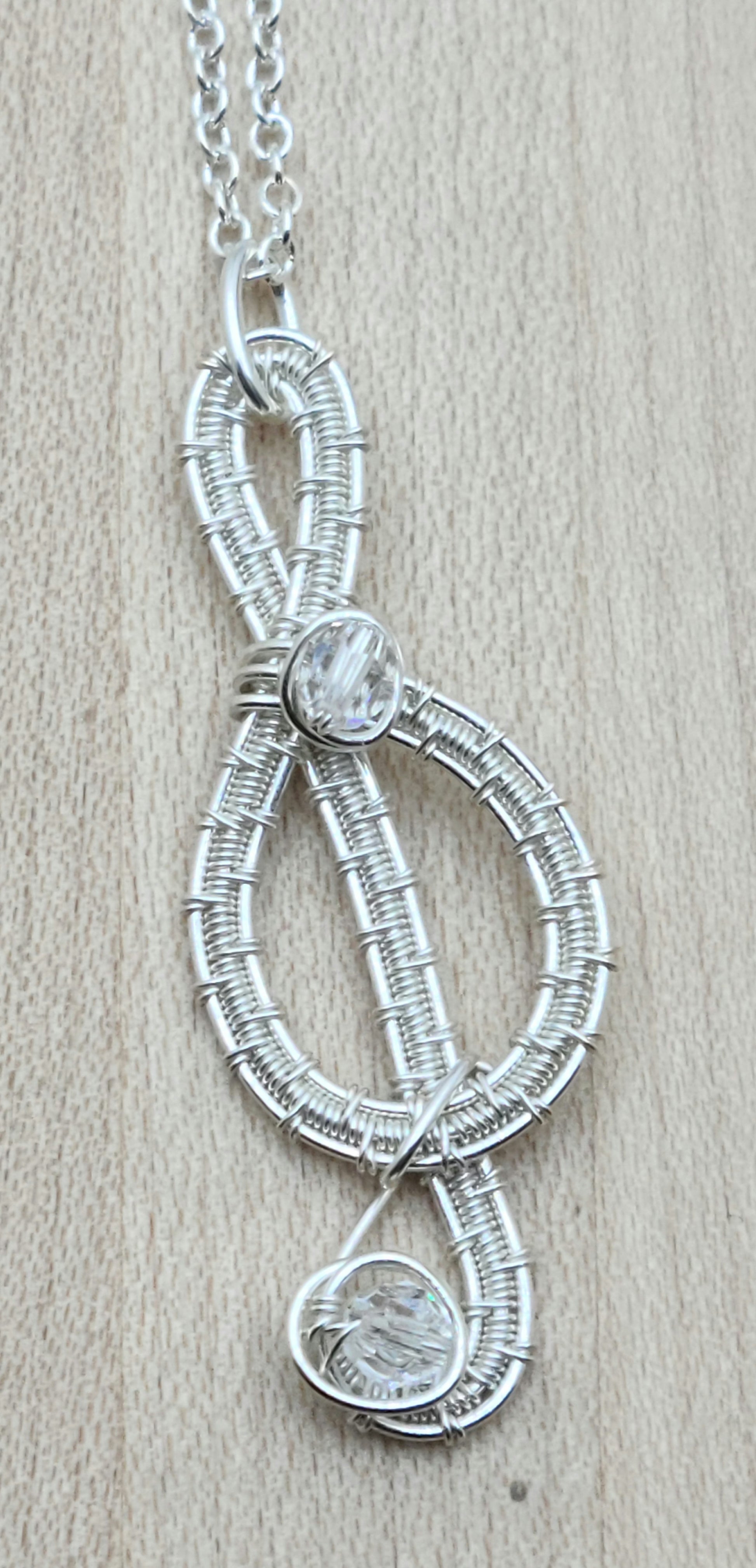 Woven Wire Silver Treble Clef Pendant