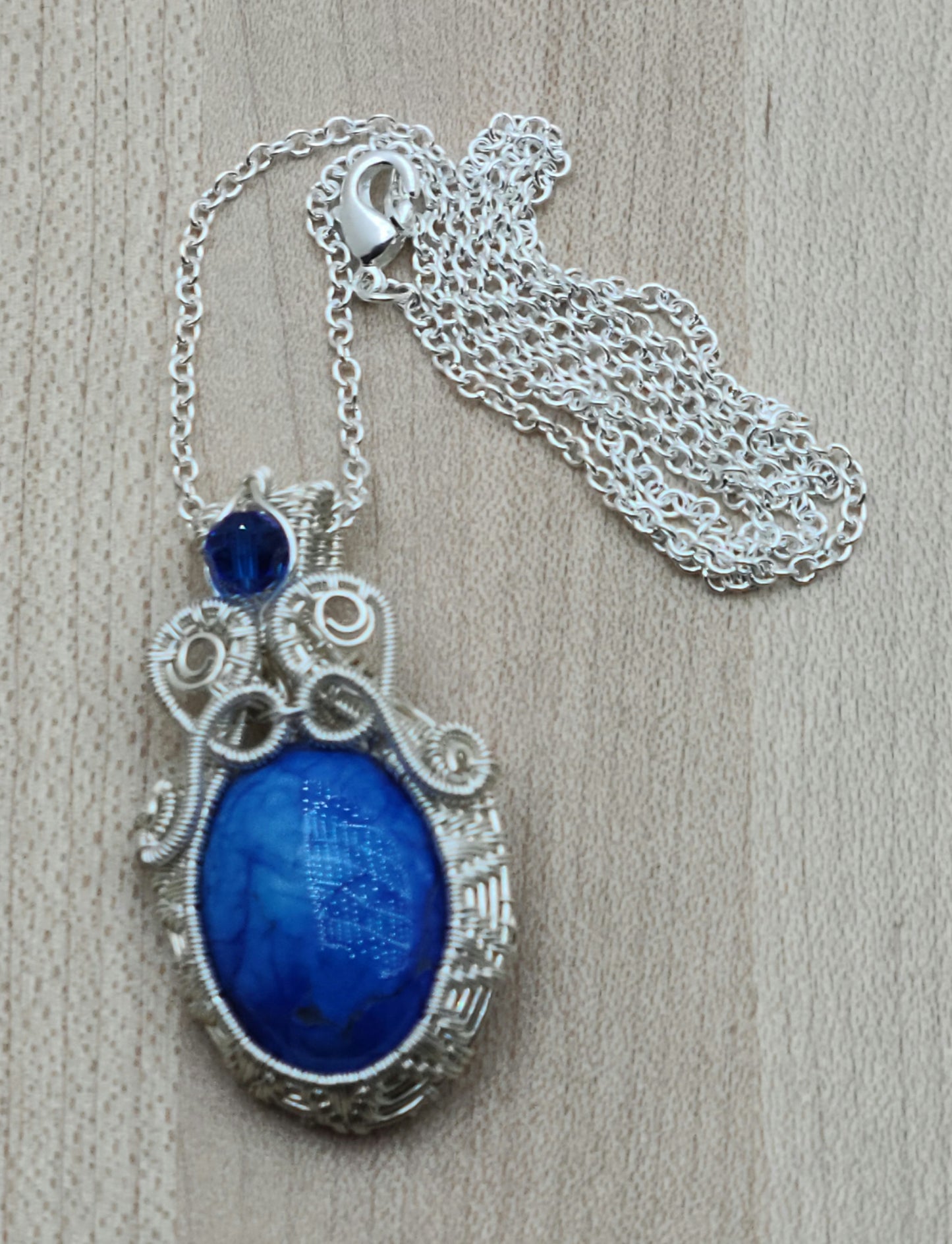 Woven Wire Lapis & Crystal