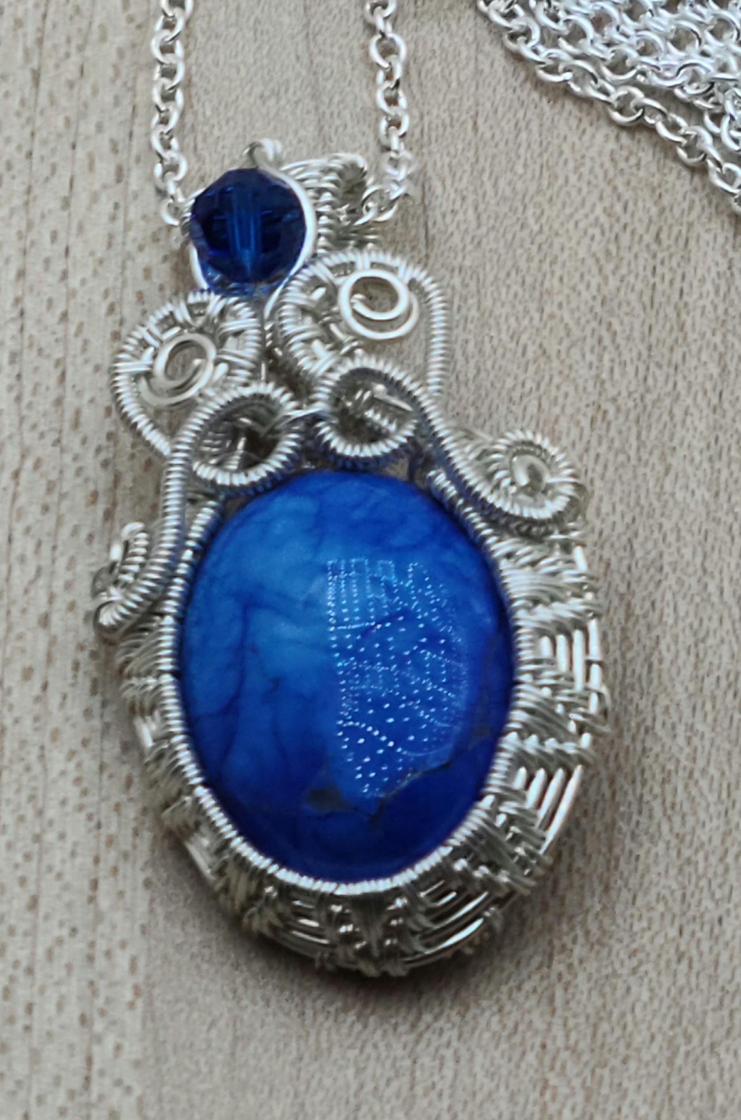 Woven Wire Lapis & Crystal