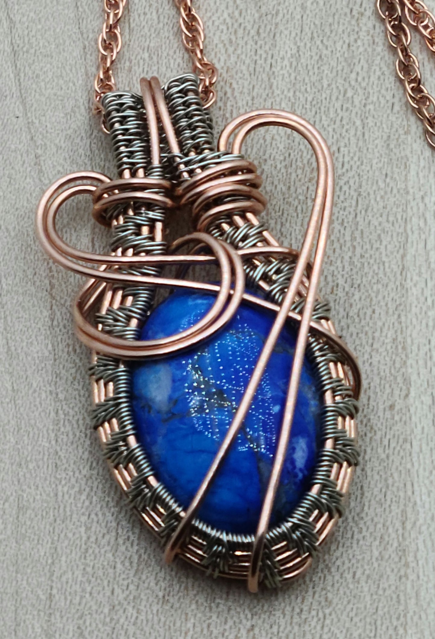 Woven Wire Lapis & Copper
