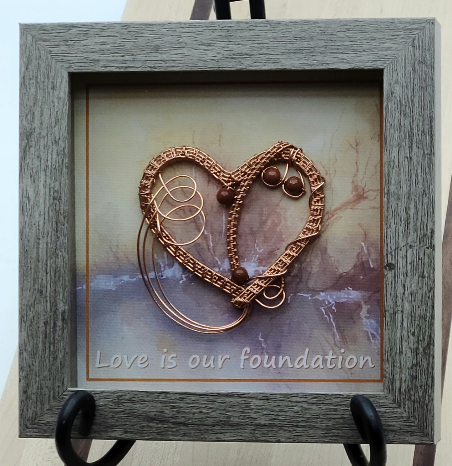 Copper Woven Wire Heart Shadow Box