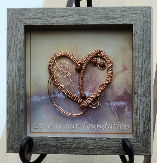 Copper Woven Wire Heart Shadow Box