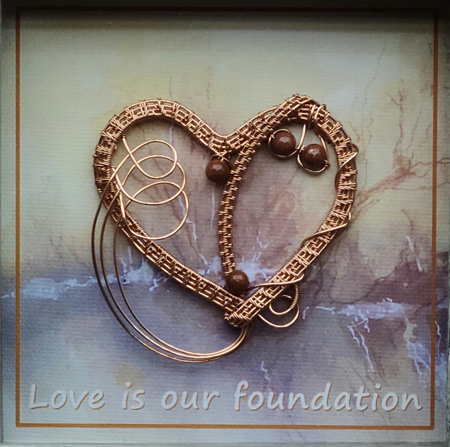 Copper Woven Wire Heart Shadow Box