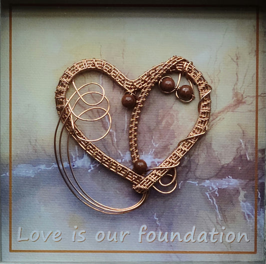 Copper Woven Wire Heart Shadow Box