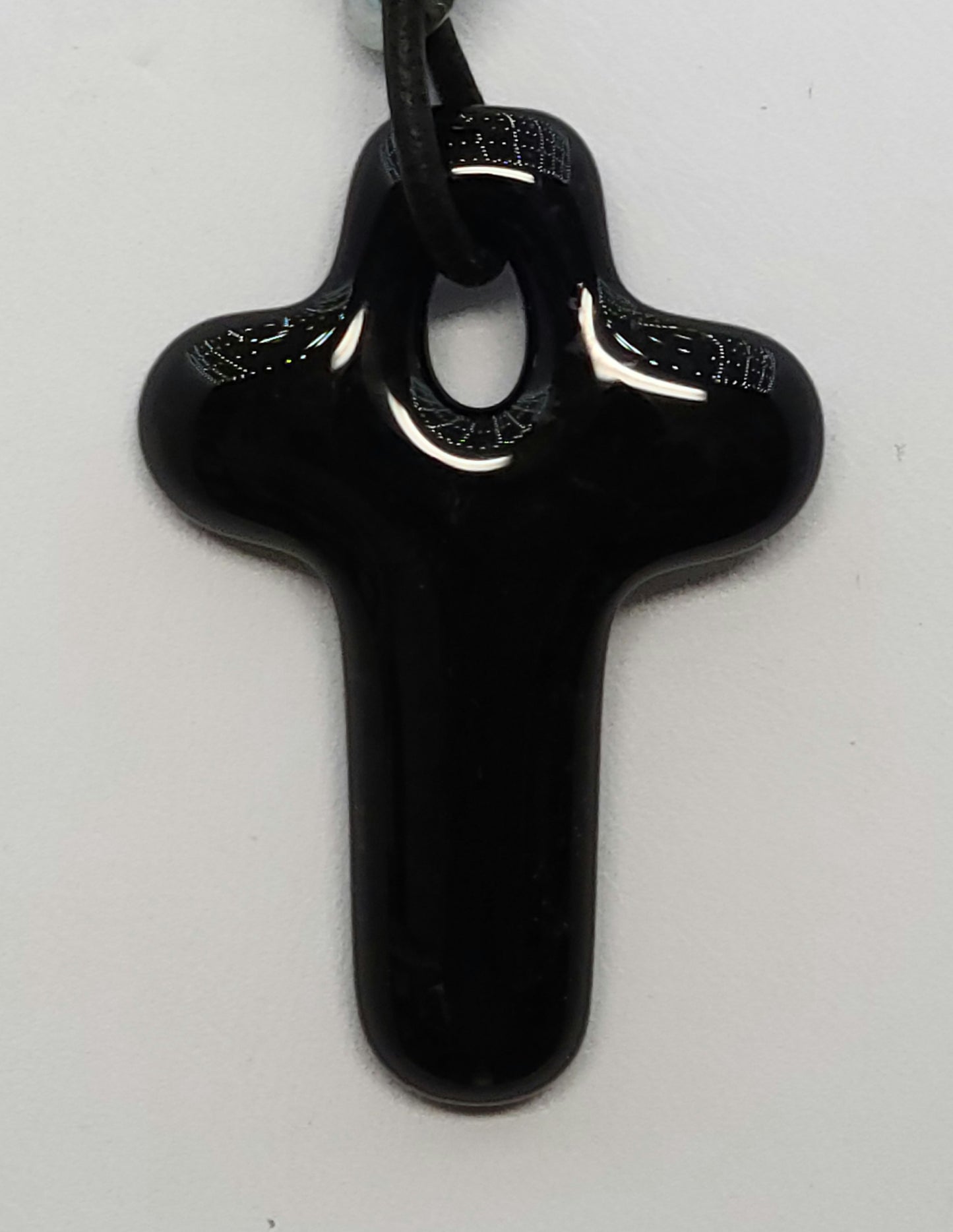 Black Cross Fused Glass Pendant