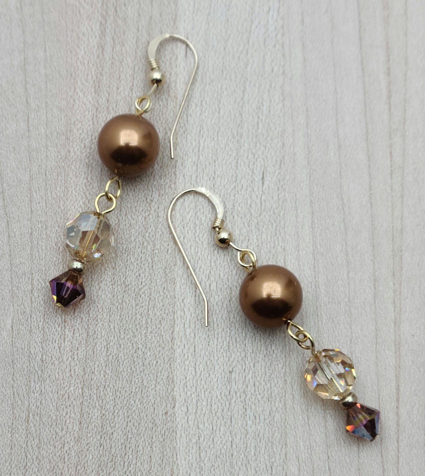Golden Crystal Earrings on gold fill ear wires
