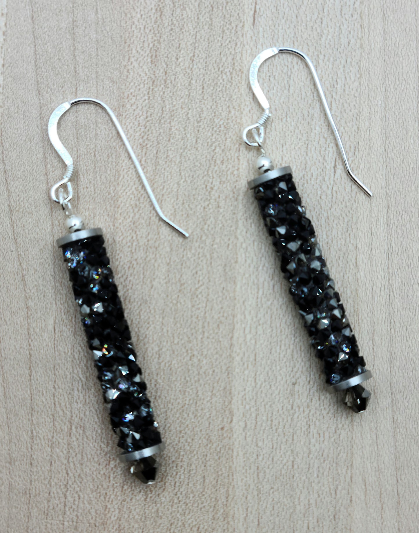 long rock crystal earrings with sterling silver fish hook ear wires