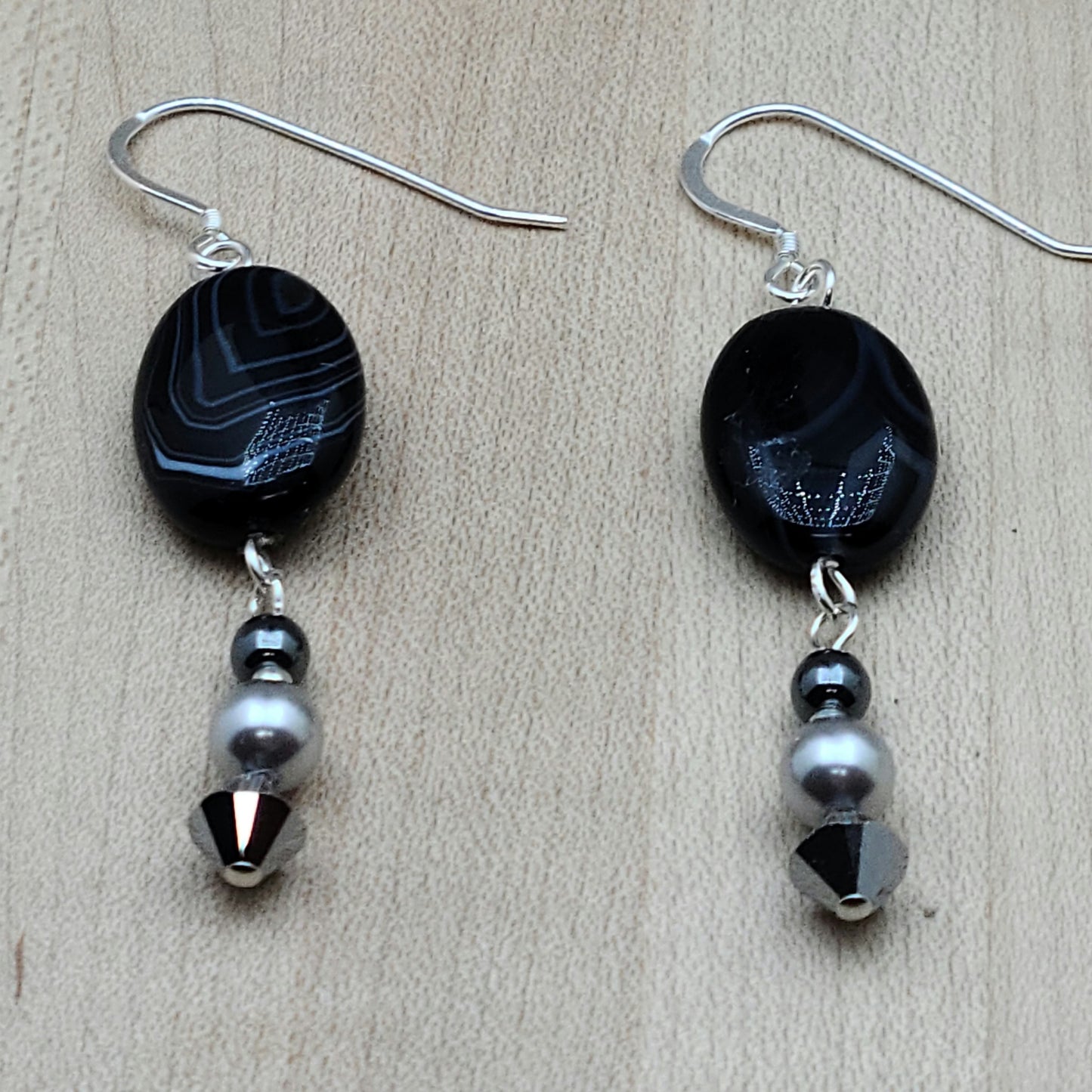 Sardonyx earrings with sterling silver fish hook ear wires