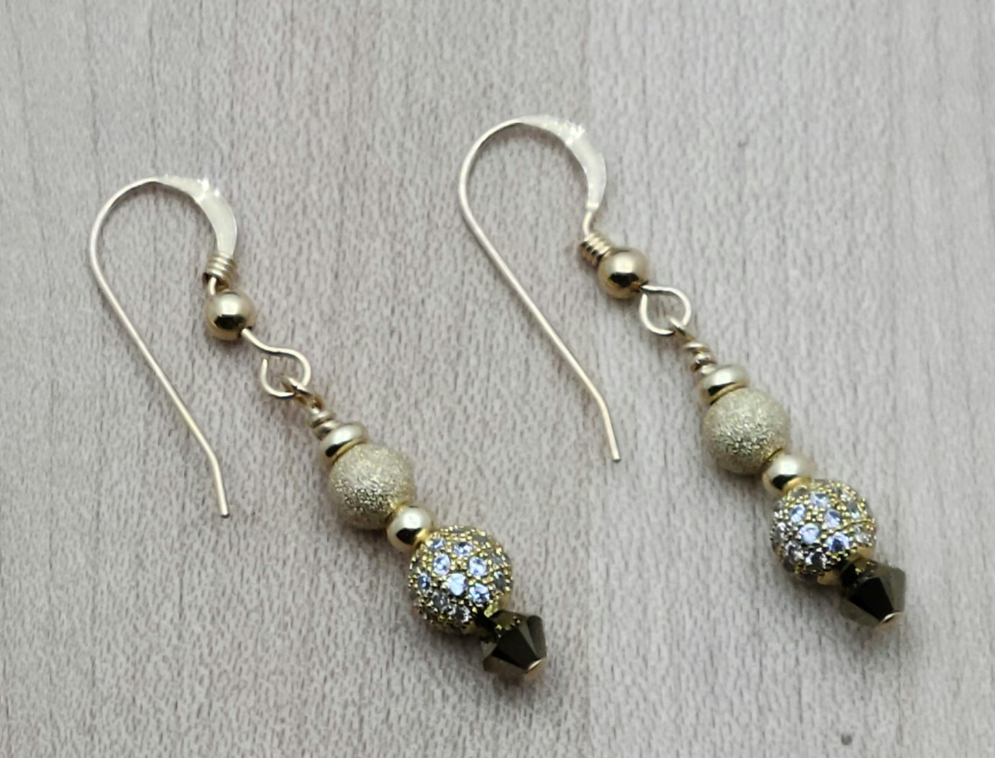 Gold & pave CZ Shamballa Earrings
