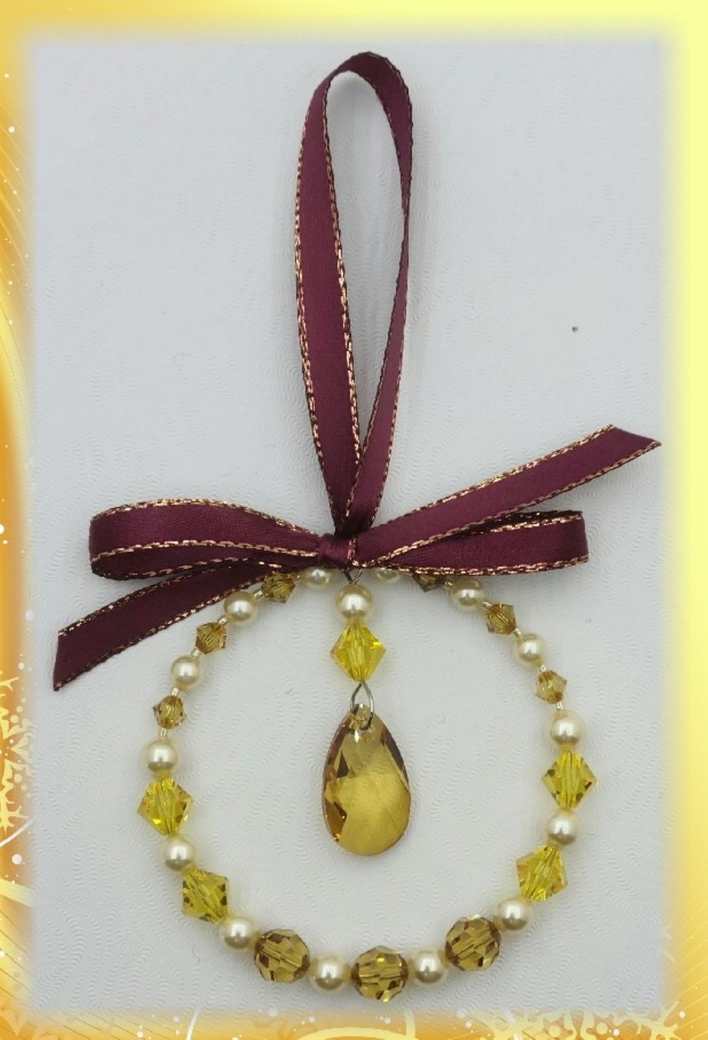 2022 Wine & Topaz Crystal Wreath Ornament