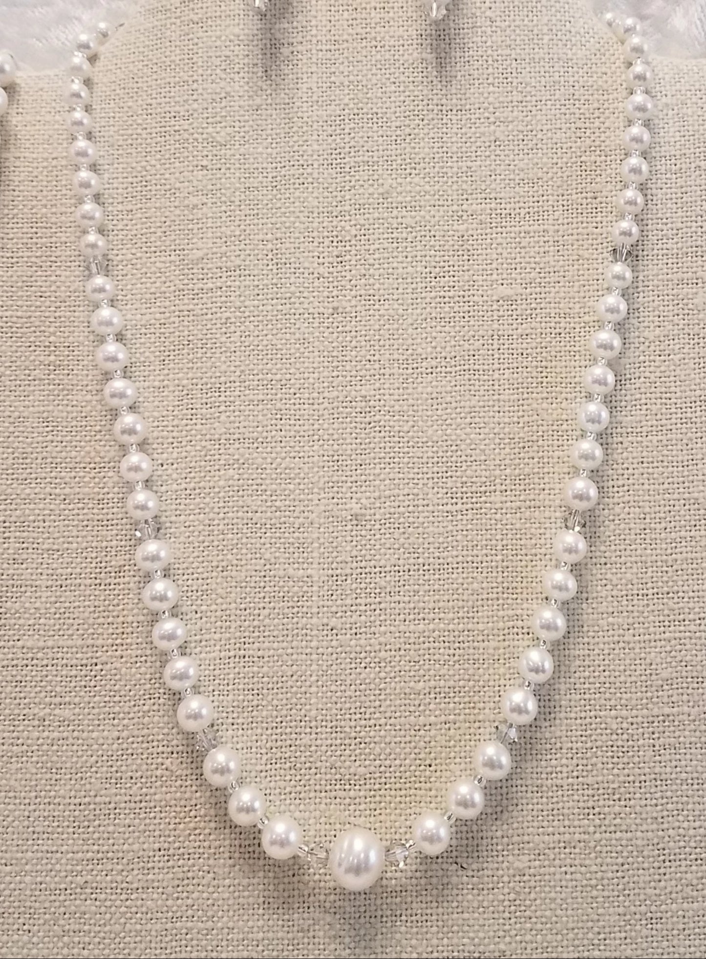 Graduated-Freshwater-Pearls-Crystal-Necklace-Earrings-Wedding-bracelet