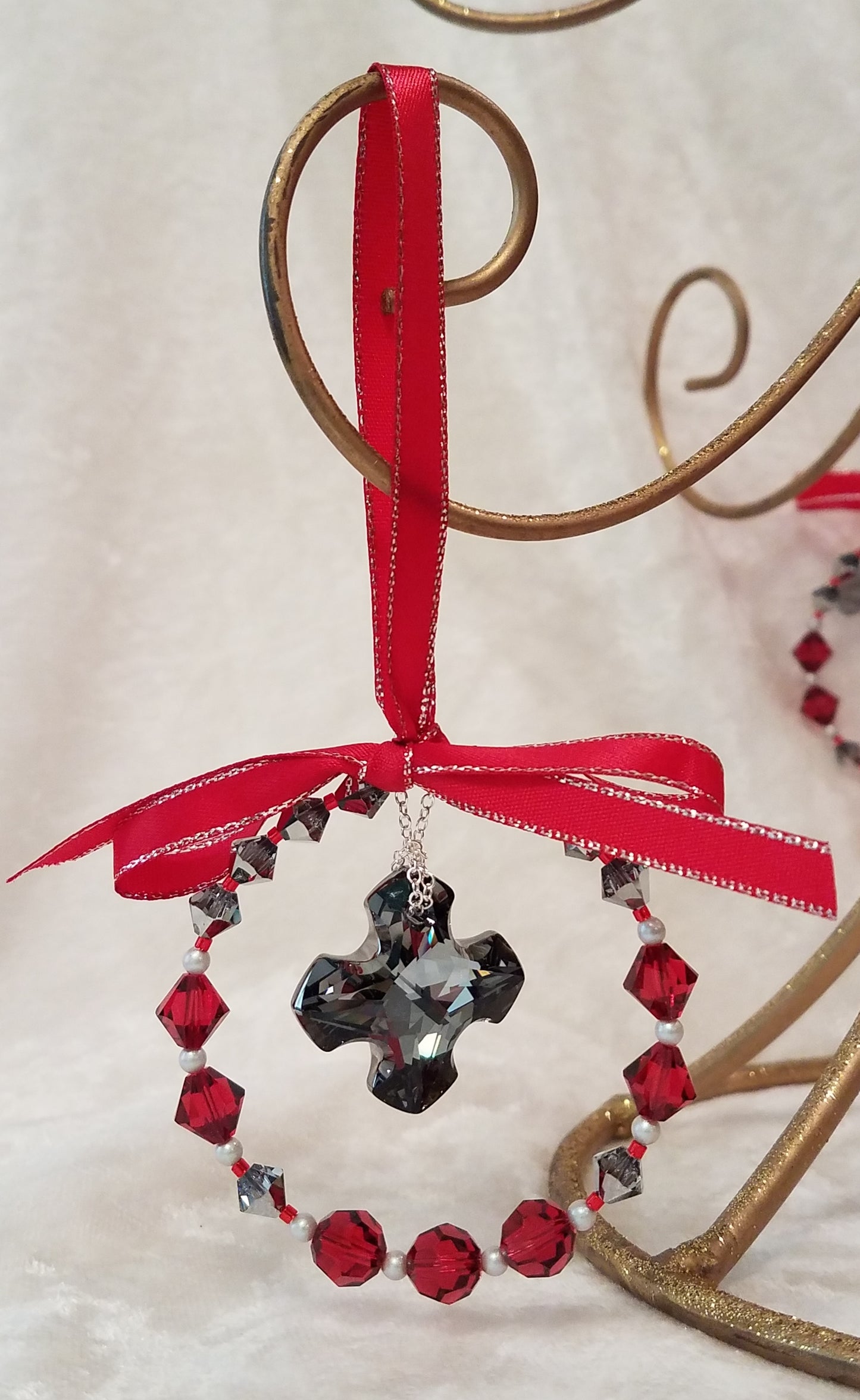 Christmas-Ornament-Crystal-Greek-Cross-Red-Scarlet