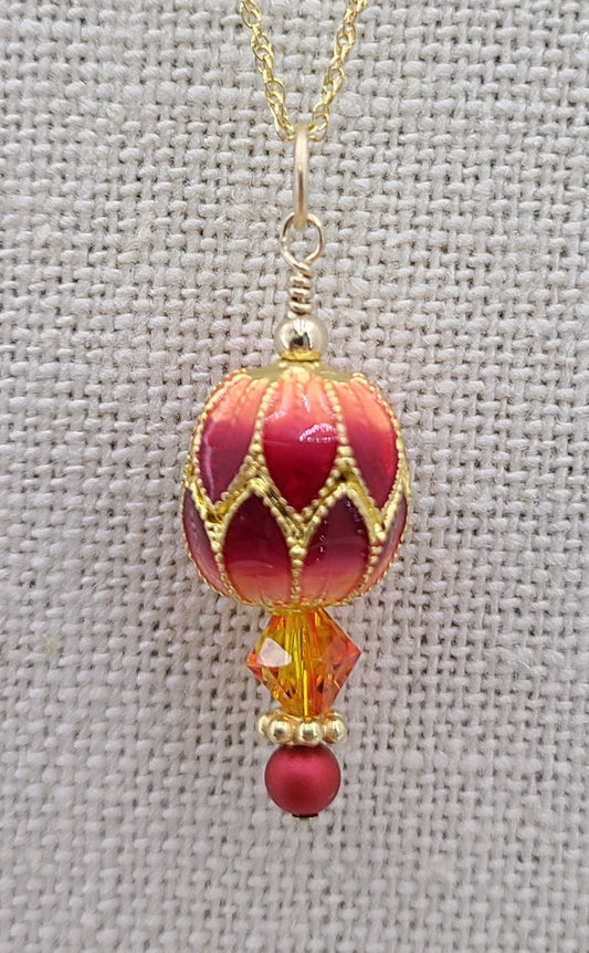 Cloisonné Red Lanterns Necklace, Bracelet, & Earrings #2