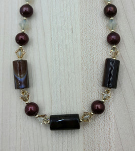 Elegant Botswana & Bronze Pearls Necklace