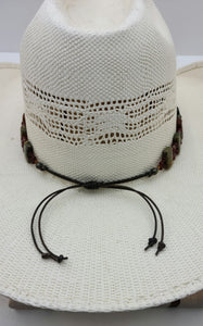 Hatband - Picasso Jasper, Pyrite, & Carnelian with leather slider adjustment