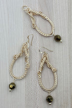 Woven Wire Gold & Crystal Pendant & Earrings