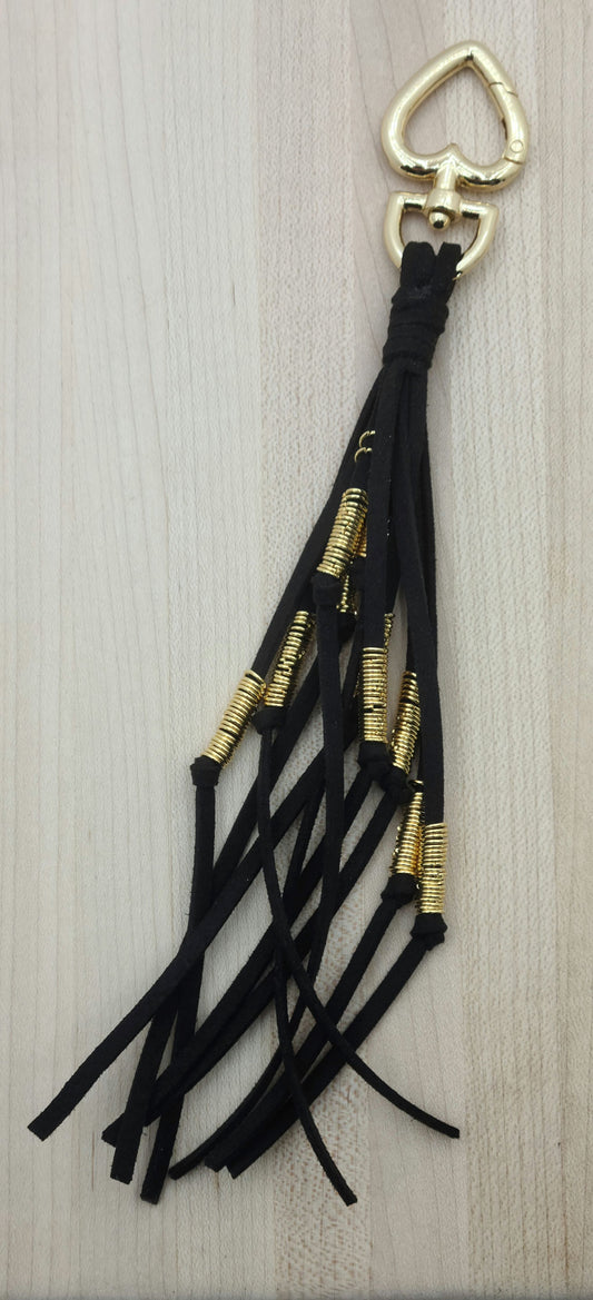 Black leather & Gold Bag Tassel