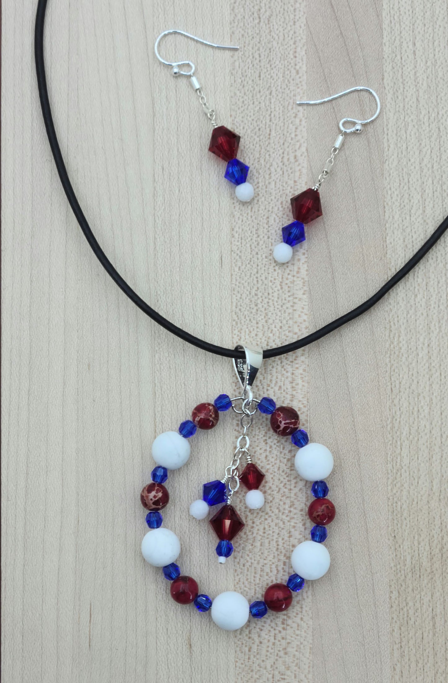 Patriotic Pendant Necklace & Earrings