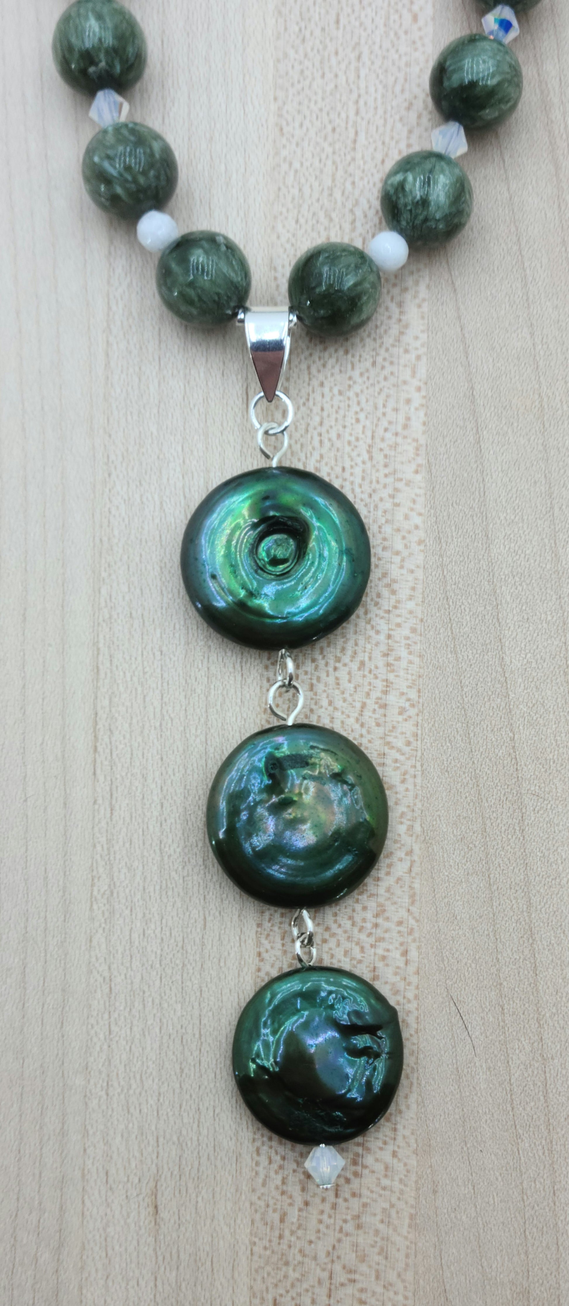 Seraphinite & Coin Pearls Necklace