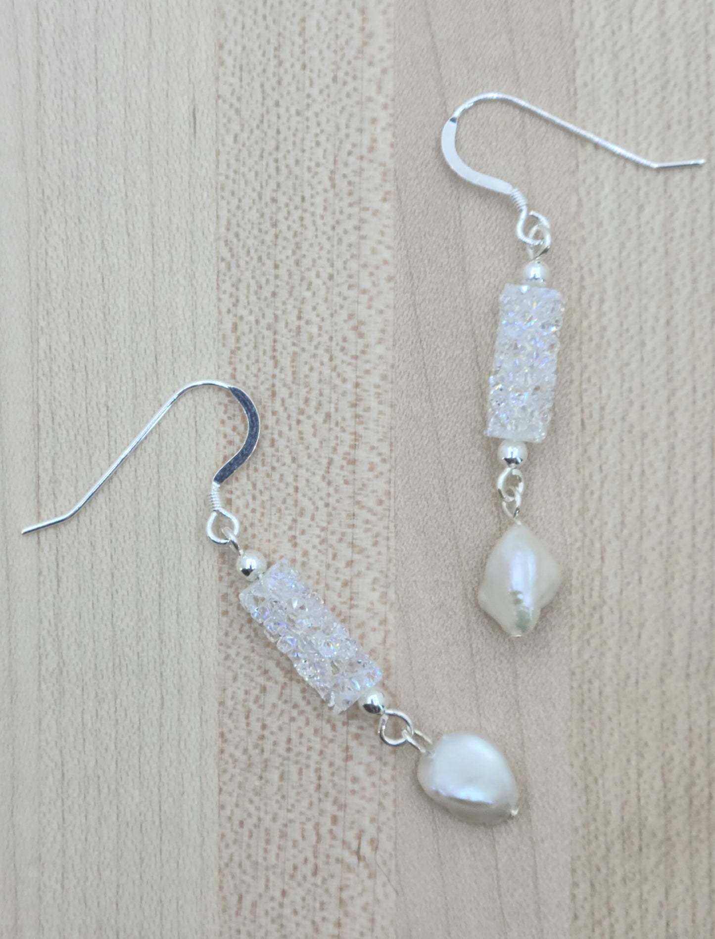 Keishi & Crystal Pearls Rocks Earrings