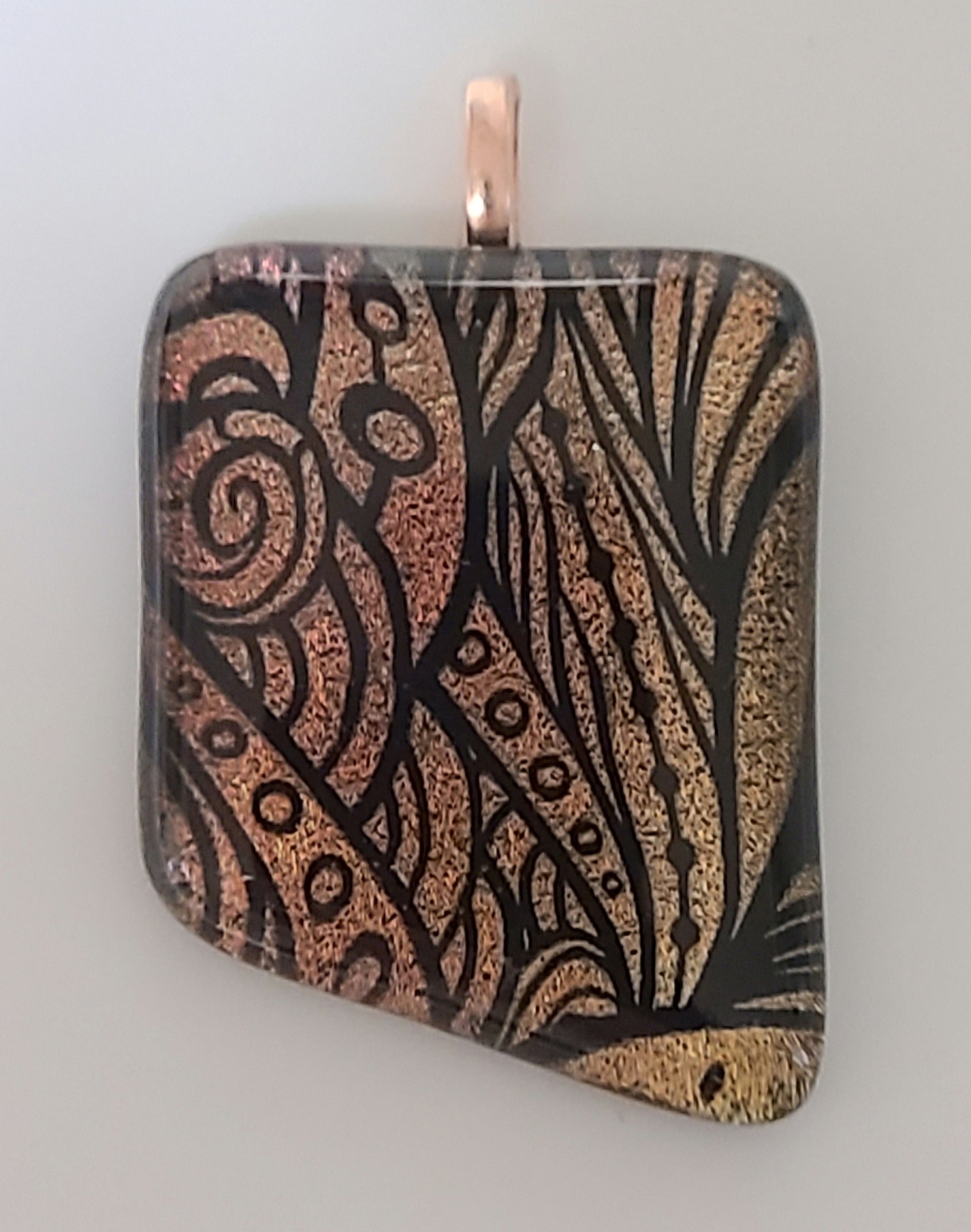 Copper & Amber Fused Glass Pendant