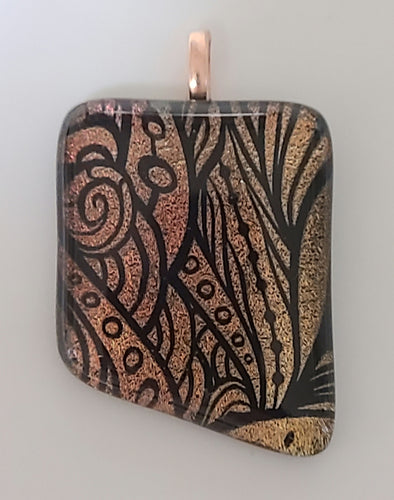 Copper & Amber Fused Glass Pendant