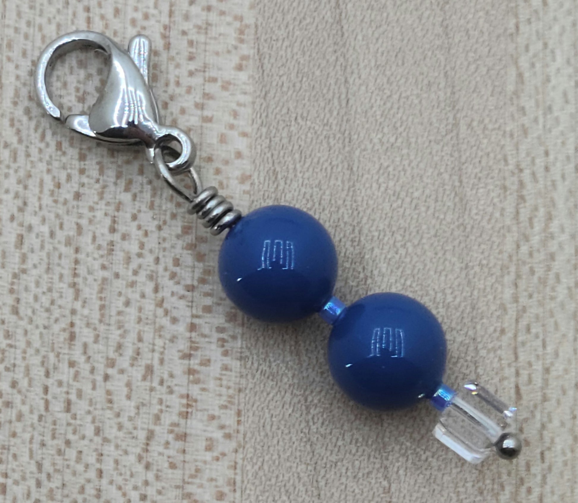 Zipper Pull - Lapis Blue & Crystal