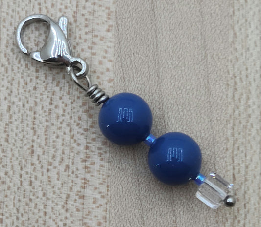 Zipper Pull - Lapis Blue & Crystal