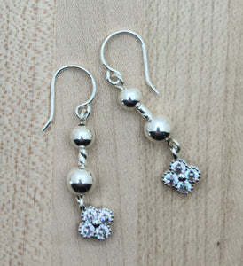 cubic zirconia and sterling silver fish hook earrings
