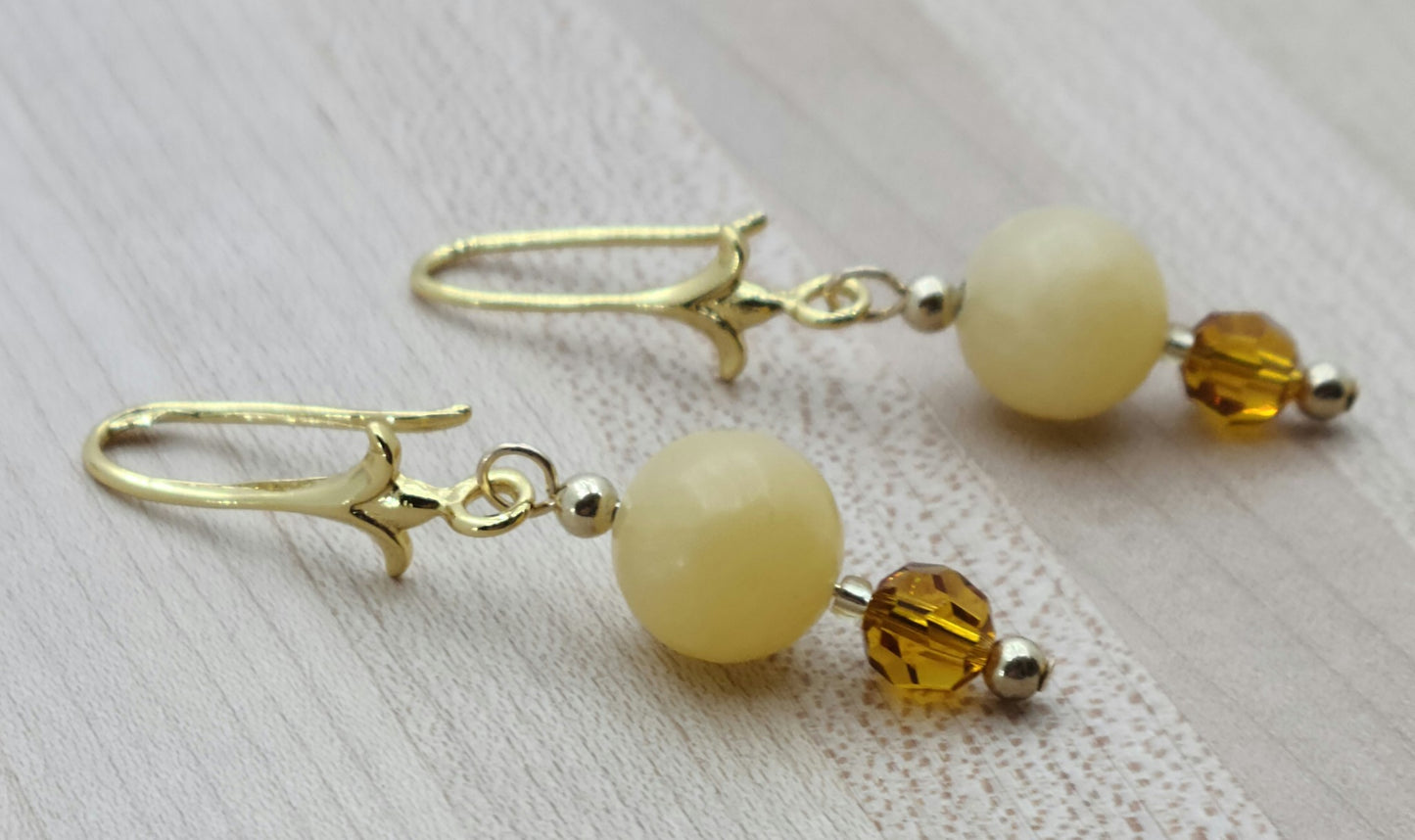 Honeystone & Crystal Earrings